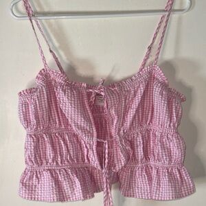 No Boundaries Pink Gingham Crop Top